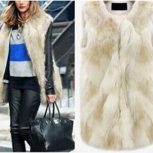 Buckle faux fur vest